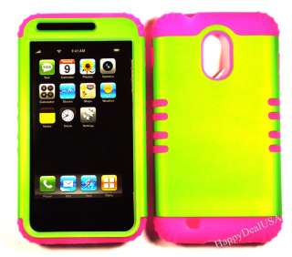   Silicone+Cover Case for Sprint Samsung Galaxy S2 D710 Pink/Lime Green