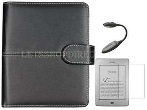 Black Folio Smooth Leather Case Cover for  Kindle Touch+Screen 