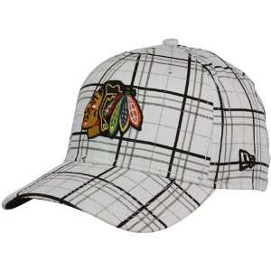 Chicago Blackhawks White Summer Plaid 39THIRTY Flex Fit Hat (Small 