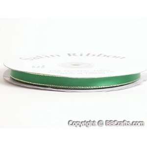  Satin Ribbon Lurex Edge 1/8 inch 100 Yards, Emerald with 