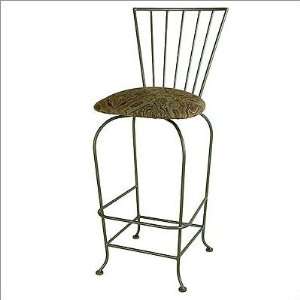   High Wrought Iron Slatted Back Bar Stool with Arms Furniture & Decor