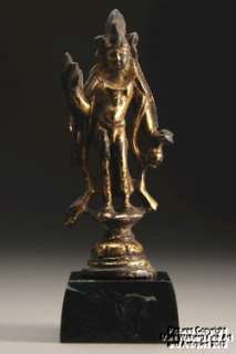 Chinese Miniature Gilt Bronze Figure of Deity, Tang Dynasty Period 