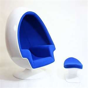   Imports FMI1113 Blue Alpha Egg Ottoman Accent Chair