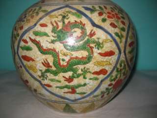 Ming Dynasty exquisite colorful porcelain 4 Dragon vase  