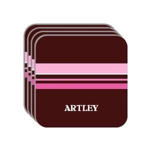 Personal Name Gift   ARTLEY Set of 4 Mini Mousepad Coasters (pink 