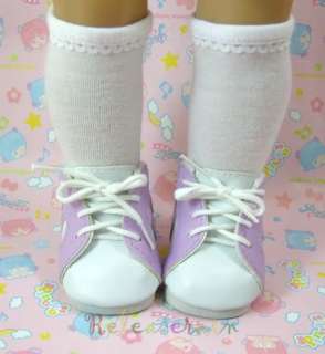 American Girl Doll Shoes White/Lavender Sneakers #S11  