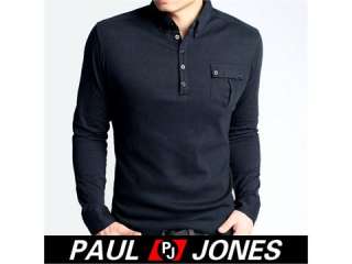 100% Cotton PJ Men’s Causal Long Sleeve T Shirt Size XS S M L Black 