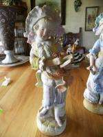 PAIR VINTAGE FRENCH BISQUE FIGURINES 11 TALL  