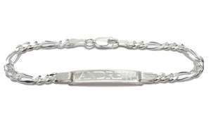   Silver 6 Engraved Personalized Childs Figaro Link I.D. Bracelet