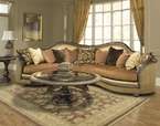 Antiqued Mahogany Classical Italian 2 Pc Sectional Sofa  