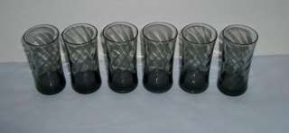 Smoke Black Swirl Diamond Optic Cordial Juice Glasses  
