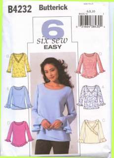   Pattern #4232 MISSES TOPS Semi fitted, pullover, above hip top  