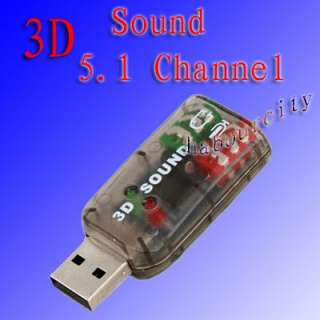 USB 2.0 TO 3D AUDIO SOUND CARD ADAPTER VIRTUAL 5.1  