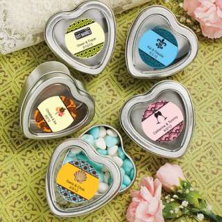 100 Personalized Heart Wedding Mint Tins Favors     