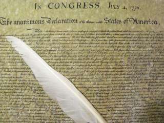 July 4 1776 Declaration Of Independence United States Quill Pen Framed 