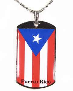 Puerto Rico Flag Polymer Glazed Color Dogtag Dog Tag  