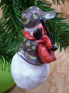 Snowman Hunter Gun Camoflage Binoculars Duck Ornament  