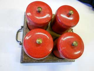 Set of 4 Foreside Decorative Ceramic Canister Jars. Brass Knobs. Very 