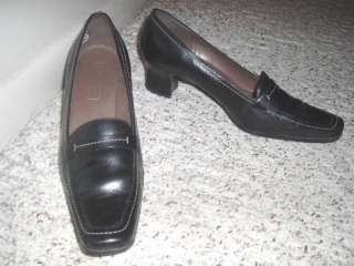 Leather NINE WEST Loafer Pumps Heels Shoes~Black~6.5  