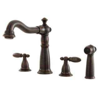  Victorian 2 Handle Side Sprayer Kitchen Faucet in Venetian Bronze 