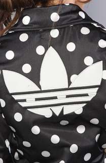 adidas The Firebird Track Top in Black and White Polka Dots 