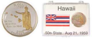 Hawaii State Quarter 24k Gold on Silver Two Tone Coin  