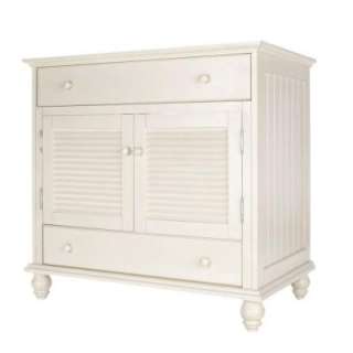   36 in. W x 34 in. H x 21.5 in. D. Vanity Cabinet Only in Antique White