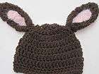NEW BABY CROCHET BUNNY HAT cap beanie knit toddler brown photo prop