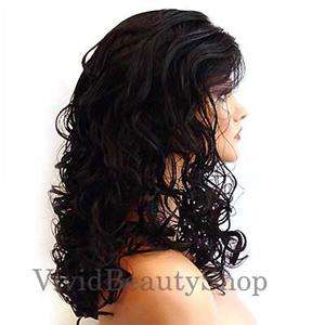 HANDSEWN SYNTHETIC FRENCH LACE FRONT CURLY WIG BROWN  