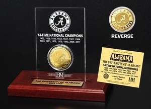 Alabama 14 Time National Champion Commemorative Gold Coin Etched 