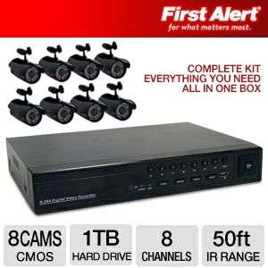 First Alert DC8810 420 Security Kit   8 Cameras, 1TB Hard Drive, 8 