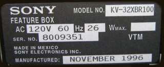 This is a SONY KV 32XBR100 XBR2 ACCESS CENTER SONY FEATURE BOX.