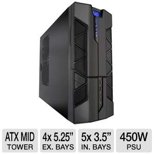 Apevia X PLOR2 NW BK/450 Mid Tower Case   ATX, Micro ATX, 450W PSU, 4x 