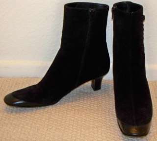 womens SALVATORE FERRAGAMO ankle boots black suede leather shoes Size 