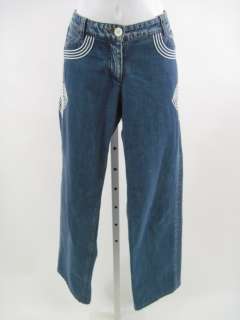 CELINE Wide Leg Embellished Denim Jeans Pants Sz 42  