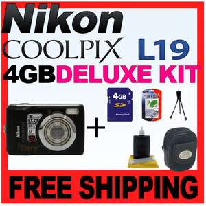 Nikon Coolpix L19 Black Digital Camera + 4GB Kit NEW  
