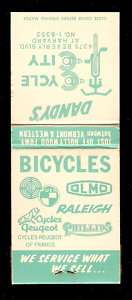 Vnt Matchbook DANDYS BICYCLE Los Angeles RALEIGH PUCH  