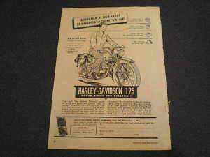 1950 Harley Davidson Motorcycles 125 Motorcycle Ad  