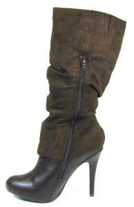 PAPRIKA OBERT S BROWN LEATHERETTE AND SUEDE BOOT  
