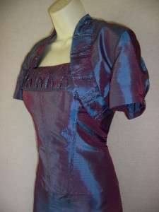 CACHET Blue Taffeta Gown w/Bolero Jacket Dress 10 NWT  
