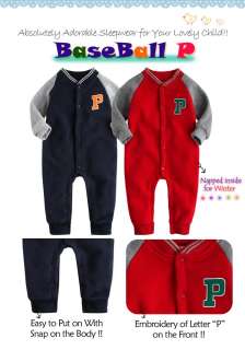   Baby Boy Girls Fleece Jumpsuit Onepiece Outwear  BaseBall P   