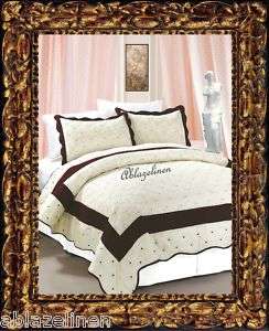 3PCs Milano Reversible Quilt Bedspreads Burgundy QUEEN  