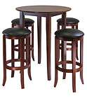   Fiona Antique Walnut Round High Pub Dining Table with Stool Dining Set