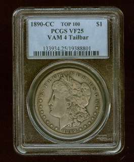 1890 CC Silver $1 PCGS VF 25 VAM 4 Tailbar Top 100  