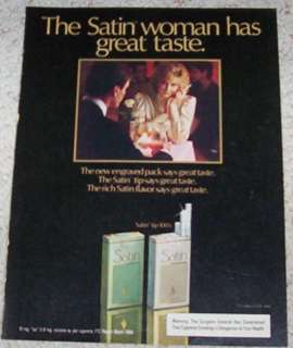   advertising  Satin Cigarettes  pretty blonde lady smoking PRINT AD