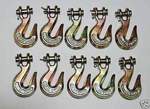 10   Yellow Forged Clevis Grab Hook G70 Heavy Duty 3/8  