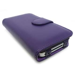 Purple Wallet Style Leather Case Cover Pouch iPhone 4 +  