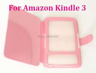 Leather Case Cover for Ebook  Kindle 3 3G Pink  