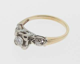 Estate Diamonds Solid 14k Two Tone Gold Wedding Ring  