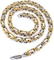 SOLID STAINLESS STEEL GOLD SILVER TONE MENS BYZANTINE NECKLACE CHAIN 